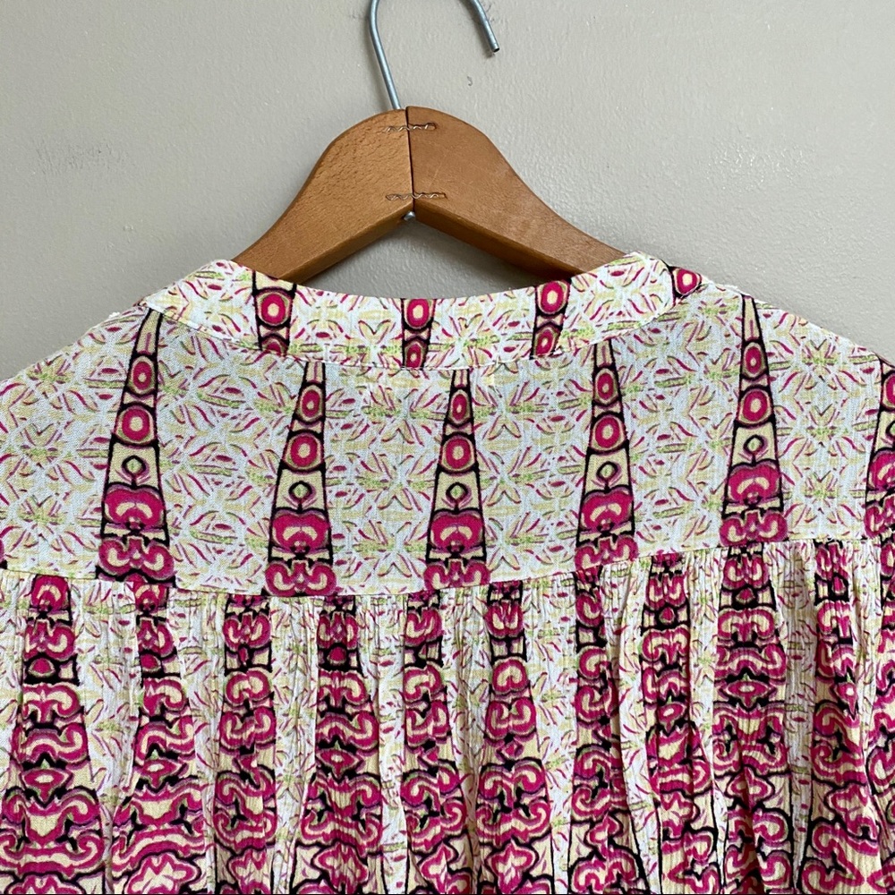 Moon & Sky boho printed blouse with crocheted bib - Picture 7 of 8
